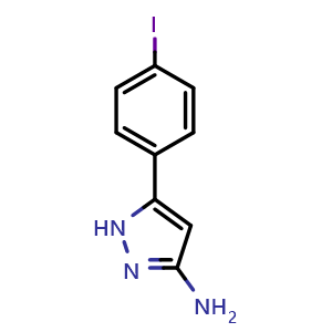 Chemical structure of 3-Amino-5-(4-iodophenyl)-1H-pyrazole , CAS 423147-31-3, AChemBlock V146509