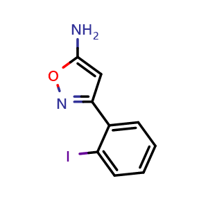 Chemical structure of 5-Amino-3-(2-iodophenyl)isoxazole , CAS 1020955-28-5, AChemBlock V146510