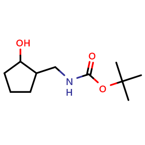 Chemical structure of 2-[(Boc-amino)methyl]cyclopentanol , CAS 1354957-79-1, AChemBlock V146516