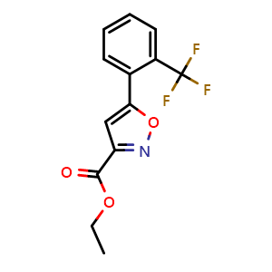 Chemical structure of Ethyl 5-[2-(Trifluoromethyl)phenyl]isoxazole-3-carboxylate , CAS 1188056-68-9, AChemBlock V146525