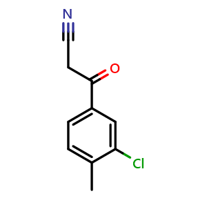 Chemical structure of 3-(3-Chloro-4-methylphenyl)-3-oxopropanenitrile , CAS 1341532-01-1, AChemBlock V146537