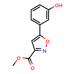 Chemical structure of Methyl 5-(3-Hydroxyphenyl)isoxazole-3-carboxylate , CAS 60640-64-4, AChemBlock V146541