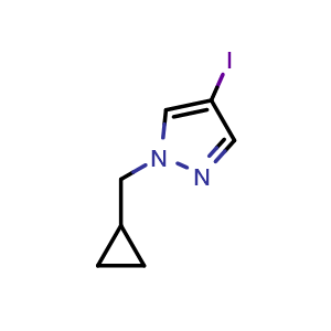 Chemical structure of 1-(Cyclopropylmethyl)-4-iodopyrazole , CAS 1340571-52-9, AChemBlock V146551