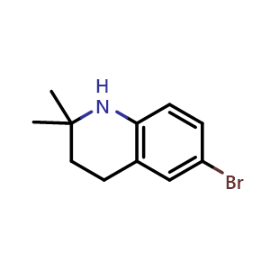 Chemical structure of 6-Bromo-2,2-dimethyl-1,2,3,4-tetrahydroquinoline , CAS 199186-78-2, AChemBlock V146555