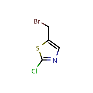 Chemical structure of 5-(Bromomethyl)-2-chlorothiazole , CAS 210576-58-2, AChemBlock V146557