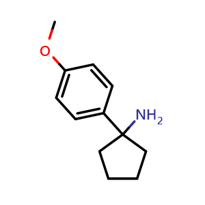 Chemical structure of 1-(4-Methoxyphenyl)cyclopentanamine , CAS 75095-85-1, AChemBlock V146588