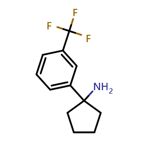 Chemical structure of 1-[3-(Trifluoromethyl)phenyl]cyclopentanamine , CAS 1094341-18-0, AChemBlock V146599
