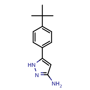 Chemical structure of 3-Amino-5-[4-(tert-butyl)phenyl]pyrazole , CAS 402572-79-6, AChemBlock V146606