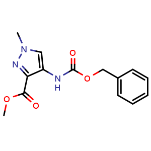 Chemical structure of Methyl 4-(Cbz-amino)-1-methyl-1H-pyrazole-3-carboxylate , CAS 1791428-83-5, AChemBlock V146610