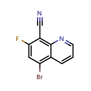 Chemical structure of 5-Bromo-7-fluoroquinoline-8-carbonitrile , CAS 2181780-00-5, AChemBlock V146611