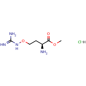 Chemical structure of Methyl (S)-2-Amino-4-(guanidinooxy)butanoate Hydrochloride , CAS 142154-80-1, AChemBlock V146622