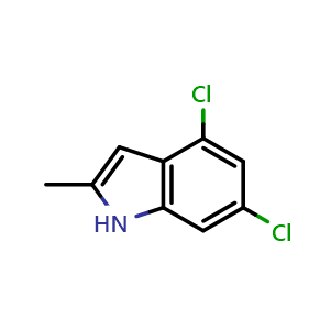 Chemical structure of 4,6-Dichloro-2-methylindole , CAS 886362-21-6, AChemBlock V146642