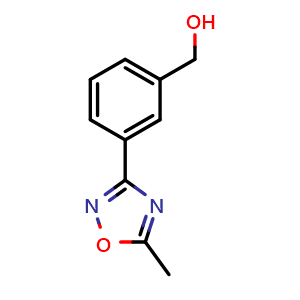 Chemical structure of 3-(5-Methyl-1,2,4-oxadiazol-3-yl)benzyl Alcohol , CAS 852180-70-2, AChemBlock V146645