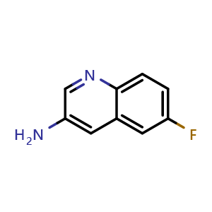 Chemical structure of 3-Amino-6-fluoroquinoline , CAS 742699-00-9, AChemBlock V146654