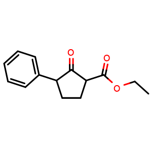 Chemical structure of Ethyl 2-Oxo-3-phenylcyclopentanecarboxylate , CAS 312312-75-7, AChemBlock V146657