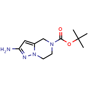 Chemical structure of 2-Amino-5-Boc-4,5,6,7-tetrahydropyrazolo[1,5-a]pyrazine , CAS 1209487-56-8, AChemBlock V146658