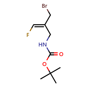 Chemical structure of (E)-2-(Bromomethyl)-N-Boc-3-fluoro-2-propen-1-amine , CAS 1478364-89-4, AChemBlock V146687