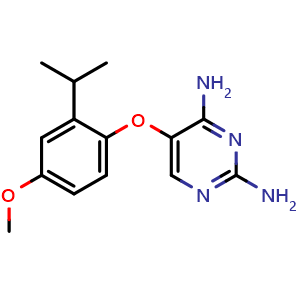 Chemical structure of 5-(2-Isopropyl-4-methoxyphenoxy)pyrimidine-2,4-diamine , CAS 865304-71-8, AChemBlock V146712