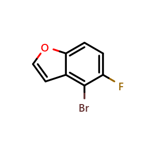 Chemical structure of 4-Bromo-5-fluorobenzofuran , CAS 286836-29-1, AChemBlock V146713