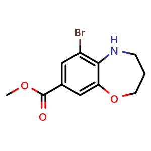 Chemical structure of Methyl 6-Bromo-2,3,4,5-tetrahydrobenzo[b][1,4]oxazepine-8-carboxylate , CAS 2740766-81-6, AChemBlock V146721