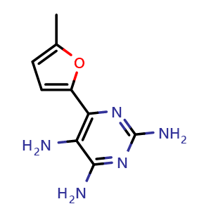 Chemical structure of 6-(5-Methyl-2-furyl)pyrimidine-2,4,5-triamine , CAS 442910-18-1, AChemBlock V146723