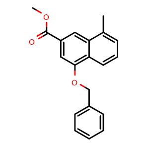 Chemical structure of Methyl 4-(Benzyloxy)-8-methyl-2-naphthoate , CAS 1662687-75-3, AChemBlock V146728