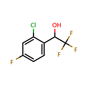 Chemical structure of 2-Chloro-4-fluoro-alpha-(trifluoromethyl)benzyl Alcohol , CAS 1447607-62-6, AChemBlock V146745