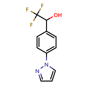 Chemical structure of 4-(1-Pyrazolyl)-alpha-(trifluoromethyl)benzyl Alcohol , CAS 2228513-14-0, AChemBlock V146751
