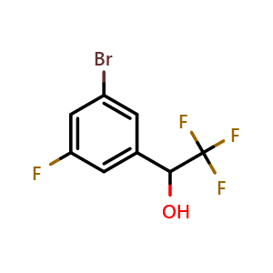 Chemical structure of 3-Bromo-5-fluoro-alpha-(trifluoromethyl)benzyl Alcohol , CAS 1613518-87-8, AChemBlock V146759