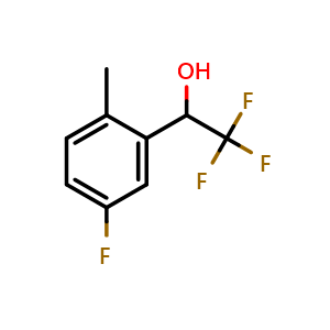 Chemical structure of 5-Fluoro-2-methyl-alpha-(trifluoromethyl)benzyl Alcohol , CAS 1341639-61-9, AChemBlock V146766