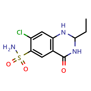 Chemical structure of 7-Chloro-2-ethyl-4-oxo-1,2,3,4-tetrahydroquinazoline-6-sulfonamide , CAS 73-49-4, AChemBlock V146784