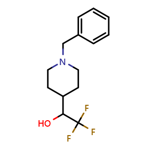 Chemical structure of 1-Benzyl-alpha-(trifluoromethyl)piperidine-4-methanol , CAS 1283719-21-0, AChemBlock V146793