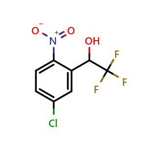 Chemical structure of 5-Chloro-2-nitro-alpha-(trifluoromethyl)benzyl Alcohol , CAS 1384243-41-7, AChemBlock V146794