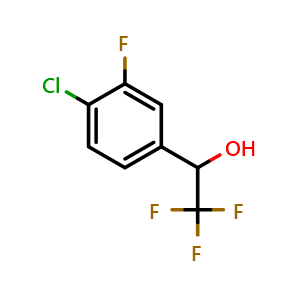 Chemical structure of 4-Chloro-3-fluoro-alpha-(trifluoromethyl)benzyl Alcohol , CAS 1247205-10-2, AChemBlock V146809