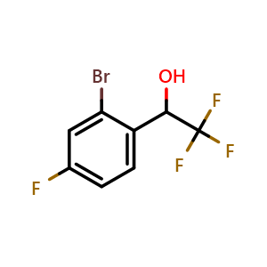 Chemical structure of 2-Bromo-4-fluoro-alpha-(trifluoromethyl)benzyl Alcohol , CAS 1086599-53-2, AChemBlock V146810