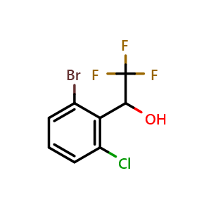 Chemical structure of 2-Bromo-6-chloro-alpha-(trifluoromethyl)benzyl Alcohol , CAS 1864159-19-2, AChemBlock V146830