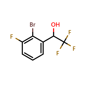Chemical structure of 2-Bromo-3-fluoro-alpha-(trifluoromethyl)benzyl Alcohol , CAS 1850248-08-6, AChemBlock V146845