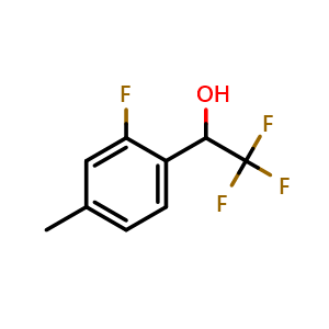 Chemical structure of 2-Fluoro-4-methyl-alpha-(trifluoromethyl)benzyl Alcohol , CAS 1550665-88-7, AChemBlock V146847