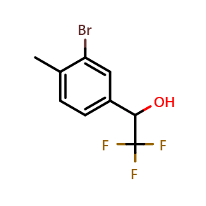 Chemical structure of 3-Bromo-4-methyl-alpha-(trifluoromethyl)benzyl Alcohol , CAS 1558113-01-1, AChemBlock V146856