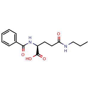 Chemical structure of 2-Benzamido-5-oxo-5-(propylamino)pentanoic Acid , CAS 92535-44-9, AChemBlock V146888