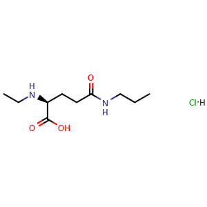 Chemical structure of 2-(Ethylamino)-5-oxo-5-(propylamino)pentanoic Acid Hydrochloride , CAS 2842007-06-9, AChemBlock V146891