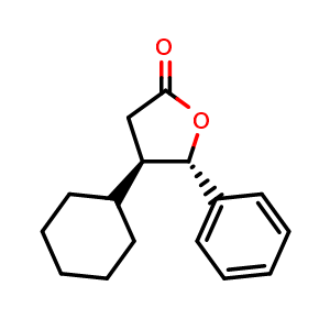 Chemical structure of (4R,5S)-4-Cyclohexyl-5-phenyldihydrofuran-2(3H)-one , CAS 299908-79-5, AChemBlock V146892