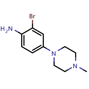 Chemical structure of 2-Bromo-4-(4-methylpiperazin-1-yl)aniline , CAS 166818-86-6, AChemBlock V146912