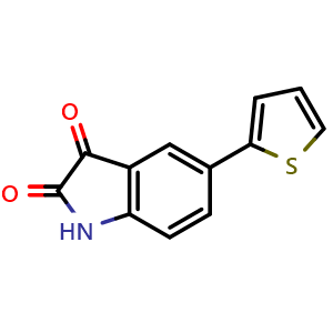 Chemical structure of 5-(2-Thienyl)Isatin , CAS 132898-97-6, AChemBlock V146915