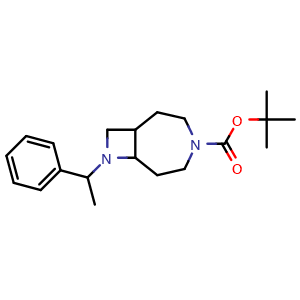 Chemical structure of 4-Boc-8-(1-phenylethyl)-4,8-diazabicyclo[5.2.0]nonane , CAS 2740766-21-4, AChemBlock V146926