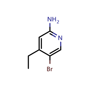 Chemical structure of 2-Amino-5-bromo-4-ethylpyridine , CAS 1368352-40-2, AChemBlock V146928