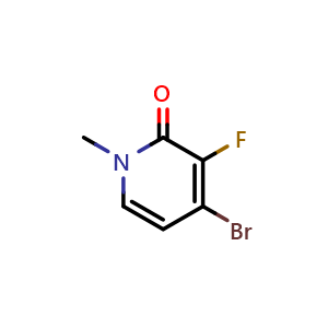 Chemical structure of 4-Bromo-3-fluoro-1-methylpyridin-2(1H)-one , CAS 2517593-01-8, AChemBlock V146938