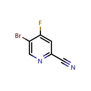Chemical structure of 5-Bromo-4-fluoropyridine-2-carbonitrile , CAS 1804381-10-9, AChemBlock V146946