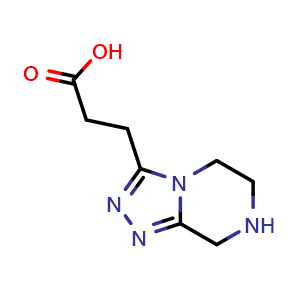Chemical structure of 3-(5,6,7,8-Tetrahydro-[1,2,4]triazolo[4,3-a]pyrazin-3-yl)propanoic Acid , CAS 2514893-82-2, AChemBlock V146965