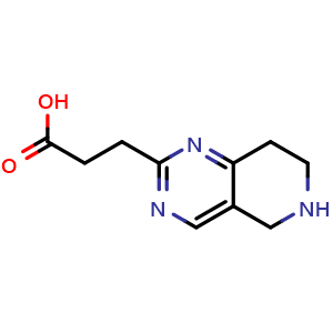 Chemical structure of 3-(5,6,7,8-Tetrahydropyrido[4,3-d]pyrimidin-2-yl)propanoic Acid , CAS 2512213-85-1, AChemBlock V146967